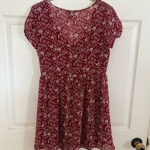 Forever 21 Red and White Floral Mini Dress